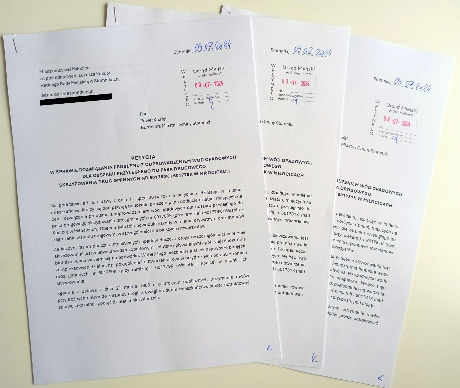 Petycje w sprawie podtopień